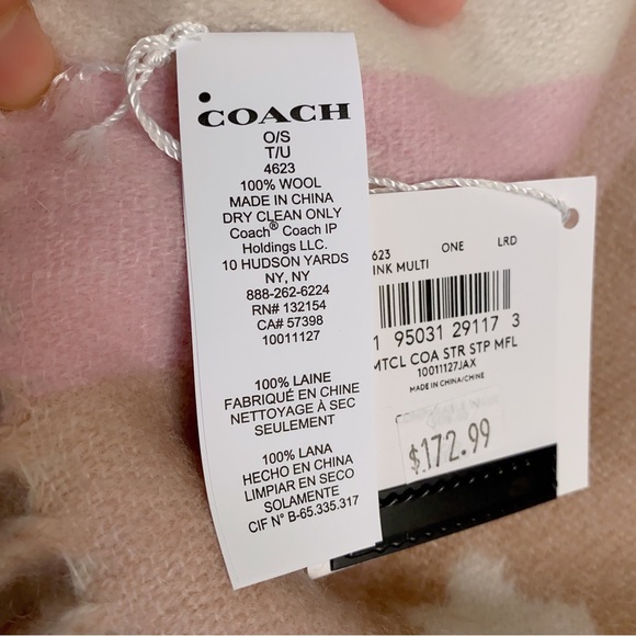 Coach Stars Striped Print wool Muffler/Scarf - Picture 6 of 6